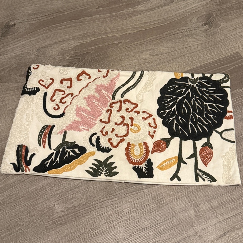 West Elm Floral Beaded Pillow Cover - 20” x 11”
